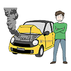 車の故障で困っている男性のイラスト